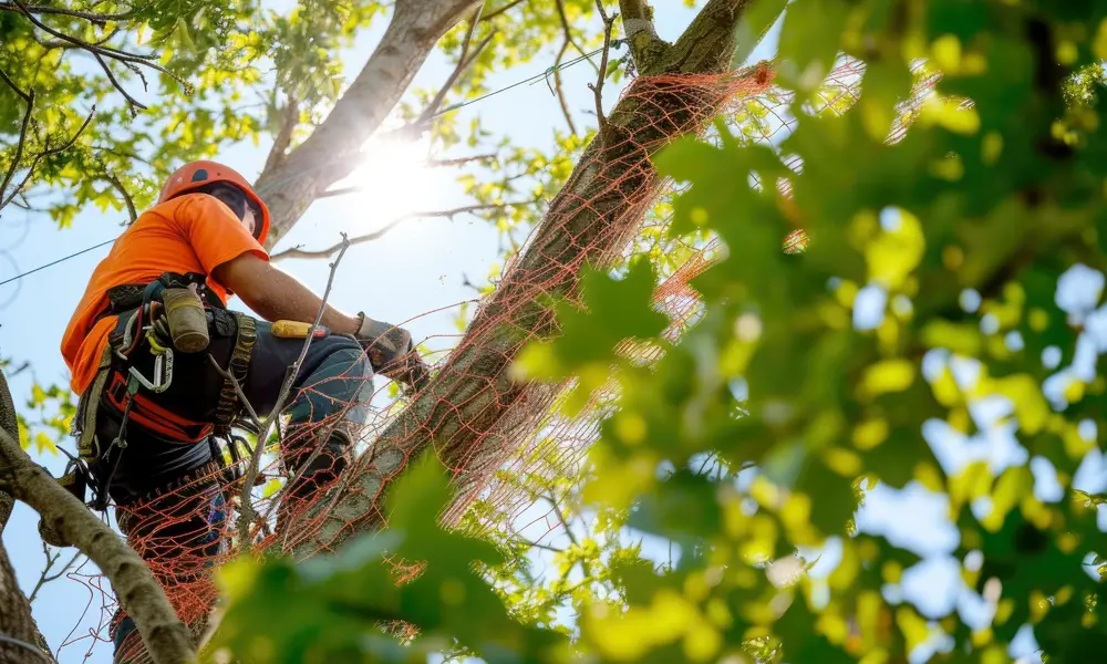 élagueur professionnel en train de couper un arbre